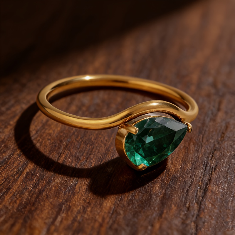 Women's Colorful Teardrop Ring, Exquisite December Birthday Gift